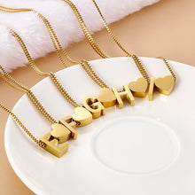 Load image into Gallery viewer, Fashion and Simple Plated Gold Heart-shaped English Alphabet E 316L Stainless Steel Pendant with Necklace