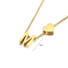 Load image into Gallery viewer, Fashion and Simple Plated Gold Heart-shaped English Alphabet M 316L Stainless Steel Pendant with Necklace