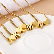 Load image into Gallery viewer, Fashion and Simple Plated Gold Heart-shaped English Alphabet M 316L Stainless Steel Pendant with Necklace