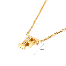 Load image into Gallery viewer, Fashion Personality Plated Gold English Alphabet F 316L Stainless Steel Pendant with Cubic Zirconia and Necklace