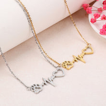 Load image into Gallery viewer, Fashion Creative Plated Gold Heart-shaped Dog Paw Print 316L Stainless Steel Necklace
