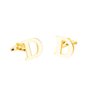 Simple Personality Plated Gold English Alphabet D Cufflinks