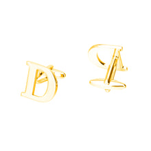 Load image into Gallery viewer, Simple Personality Plated Gold English Alphabet D Cufflinks