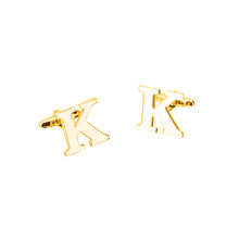 Load image into Gallery viewer, Simple Personality Plated Gold English Alphabet K Cufflinks