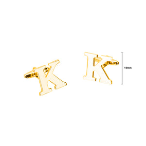 Simple Personality Plated Gold English Alphabet K Cufflinks