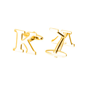 Simple Personality Plated Gold English Alphabet K Cufflinks