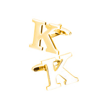 Load image into Gallery viewer, Simple Personality Plated Gold English Alphabet K Cufflinks