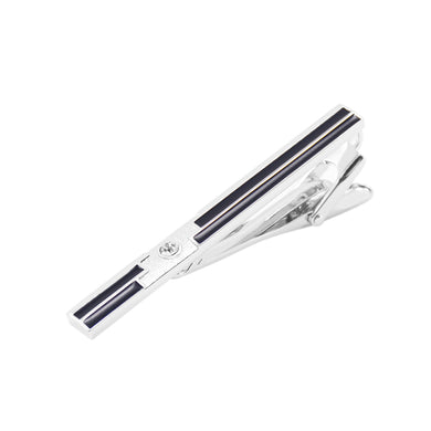 Simple Fashion Geometric Rectangle Black Tie Clip with Cubic Zirconia