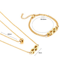 Load image into Gallery viewer, Fashion and Simple Plated Gold Infinity Symbol 316L Stainless Steel Double Layer Necklace and Bracelet Set