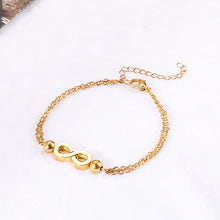 Load image into Gallery viewer, Fashion and Simple Plated Gold Infinity Symbol 316L Stainless Steel Double Layer Necklace and Bracelet Set