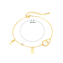 Load image into Gallery viewer, Fashion and Simple Plated Gold Geometric Circle Lock 316L Stainless Steel Anklet with Cubic Zirconia