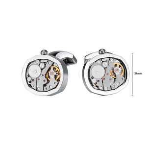 Fashion and Elegant Watch Movable Mechanical Movement Cufflinks