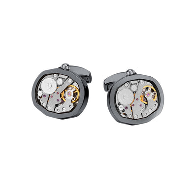 Fashion and Elegant Plated Black Movable Mechanical Movement Cufflinks