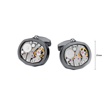 Load image into Gallery viewer, Fashion and Elegant Plated Black Movable Mechanical Movement Cufflinks
