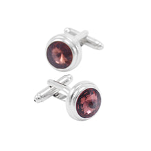 Load image into Gallery viewer, Elegant and Simple Geometric Round Red Cubic Zirconia Cufflinks