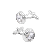 Load image into Gallery viewer, Elegant and Simple Geometric Round White Cubic Zirconia Cufflinks