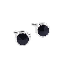 Load image into Gallery viewer, Elegant and Simple Geometric Round Black Cubic Zirconia Cufflinks