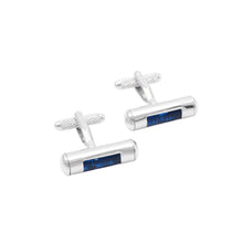 Load image into Gallery viewer, Simple Temperament Geometric Cylindrical Blue Cufflinks