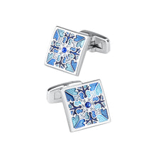 Load image into Gallery viewer, Fashion and Elegant Blue Pattern Geometric Square Cufflinks