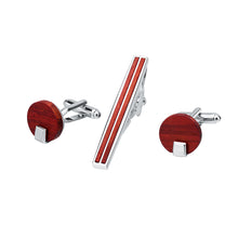 Load image into Gallery viewer, Simple and Fashion Red Sandalwood Geometric Tie Clip and Cufflinks Set