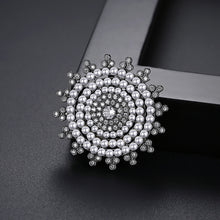 Load image into Gallery viewer, Fashion and Elegant Plated Black Geometric Round Imitation Pearl Brooch with Cubic Zirconia