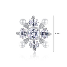 Load image into Gallery viewer, Elegant and Fashion Geometric Diamond Imitation Pearl Brooch with Cubic Zirconia