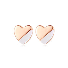 Load image into Gallery viewer, 925 Sterling Silver Plated Rose Gold Simple and Delicate Heart-shaped Stud Earrings