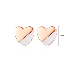 925 Sterling Silver Plated Rose Gold Simple and Delicate Heart-shaped Stud Earrings