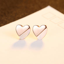 Load image into Gallery viewer, 925 Sterling Silver Plated Rose Gold Simple and Delicate Heart-shaped Stud Earrings
