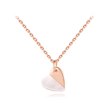 Load image into Gallery viewer, 925 Sterling Silver Plated Rose Gold Simple Romantic Two-tone Heart Pendant with Necklace