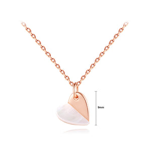925 Sterling Silver Plated Rose Gold Simple Romantic Two-tone Heart Pendant with Necklace