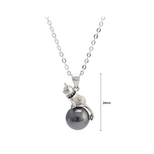 Load image into Gallery viewer, 925 Sterling Silver Simple Cute Cat Black Freshwater Pearl Pendant with Necklace
