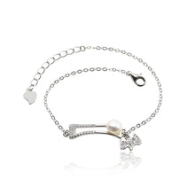 Load image into Gallery viewer, 925 Sterling Silver Simple Creative Dog Bone Freshwater Pearl Bracelet with Cubic Zirconia