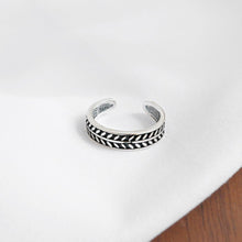 Load image into Gallery viewer, 925 Sterling Silver Simple Vintage Olive Leaf Geometric Adjustable Opening Ring