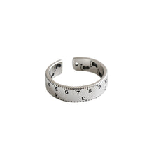 Load image into Gallery viewer, 925 Sterling Silver Simple Personality Scale Ruler Geometric Adjustable Opening Ring