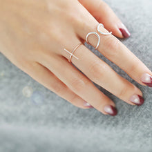 Load image into Gallery viewer, 925 Sterling Silver Simple Personality Cross Geometry Adjustable Open Ring