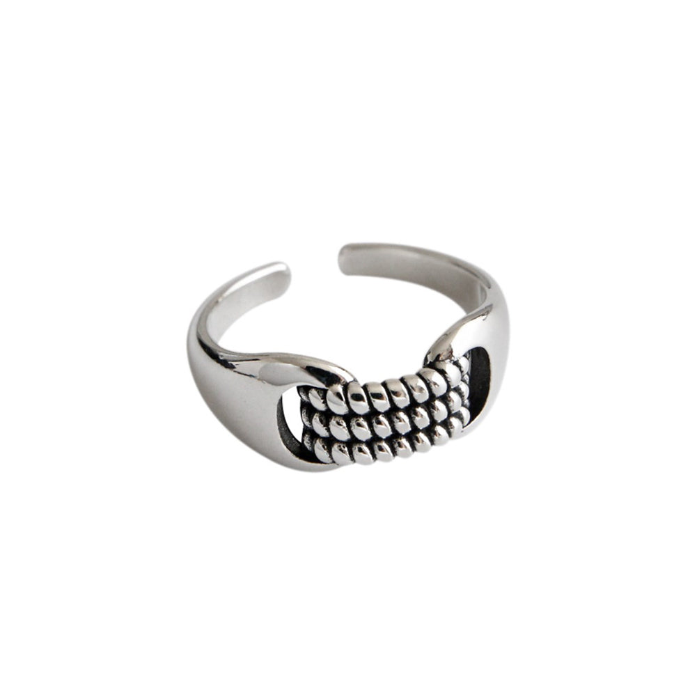 925 Sterling Silver Fashion Creative Twist Geometric Adjustable Open Ring