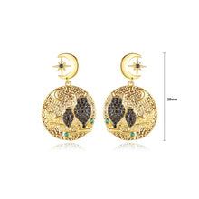 Load image into Gallery viewer, Fashion and Elegant Plated Gold Owl Geometric Round Earrings with Cubic Zirconia