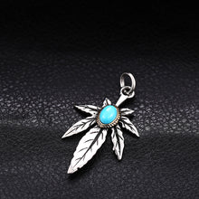 Load image into Gallery viewer, Fashion and Simple Hemp Leaf Imitation Turquoise 316L Stainless Steel Pendant with Necklace