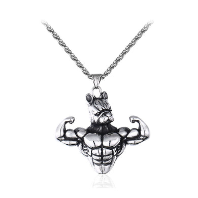 Fashion Creative Fitness Dog 316L Stainless Steel Pendant with Necklace