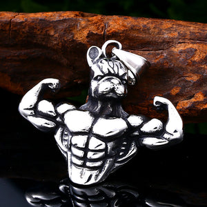 Fashion Creative Fitness Dog 316L Stainless Steel Pendant with Necklace