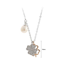 Load image into Gallery viewer, 925 Sterling Silver Fashion Four-leafed Clover Cubic Zirconia Pendant with Freshwater Pearls and Necklace