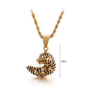 Fashion Personality Plated Gold Cheetah 316L Stainless Steel Pendant with Necklace