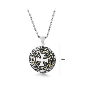 Simple Personality Cross Geometric Round 316L Stainless Steel Pendant with Necklace