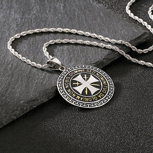 Simple Personality Cross Geometric Round 316L Stainless Steel Pendant with Necklace