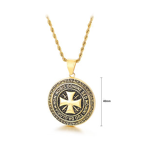 Simple Personality Plated Gold Cross Geometric Round 316L Stainless Steel Pendant with Necklace