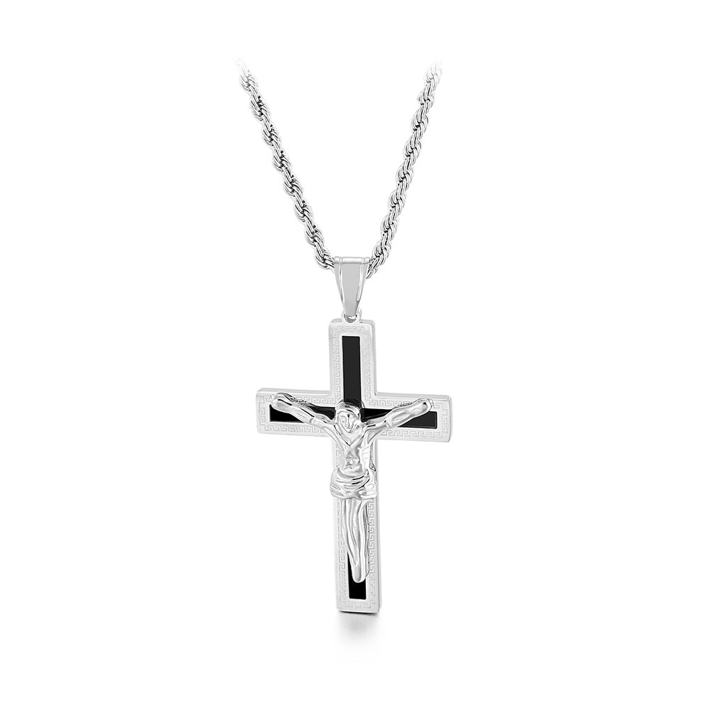 Simple Personality Jesus Cross 316L Stainless Steel Pendant with Necklace