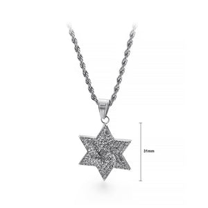 Simple Bright Star 316L Stainless Steel Pendant with Cubic Zirconia and Necklace