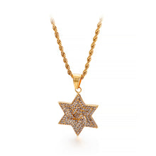 Load image into Gallery viewer, Simple and Bright Plated Gold Star 316L Stainless Steel Pendant with Cubic Zirconia and Necklace
