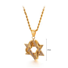 Load image into Gallery viewer, Fashion and Simple Plated Gold Hollow Star 316L Stainless Steel Pendant with Cubic Zirconia and Necklace